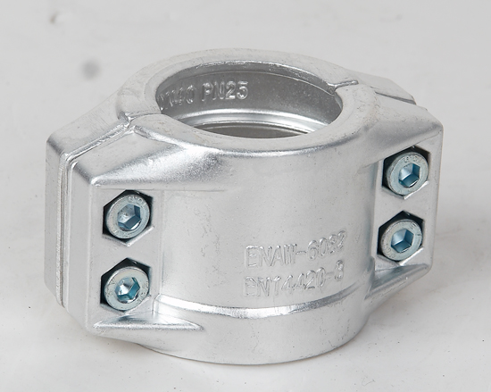 Abrazadera de seguridad DIN2817 de aluminio y acero inoxidable.